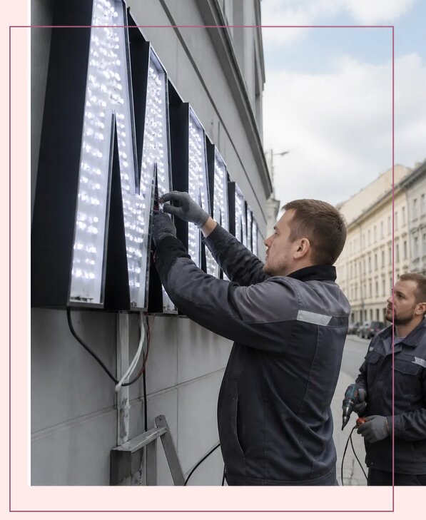 Изготовление и монтаж светодиодных LED вывесок в Грозном
